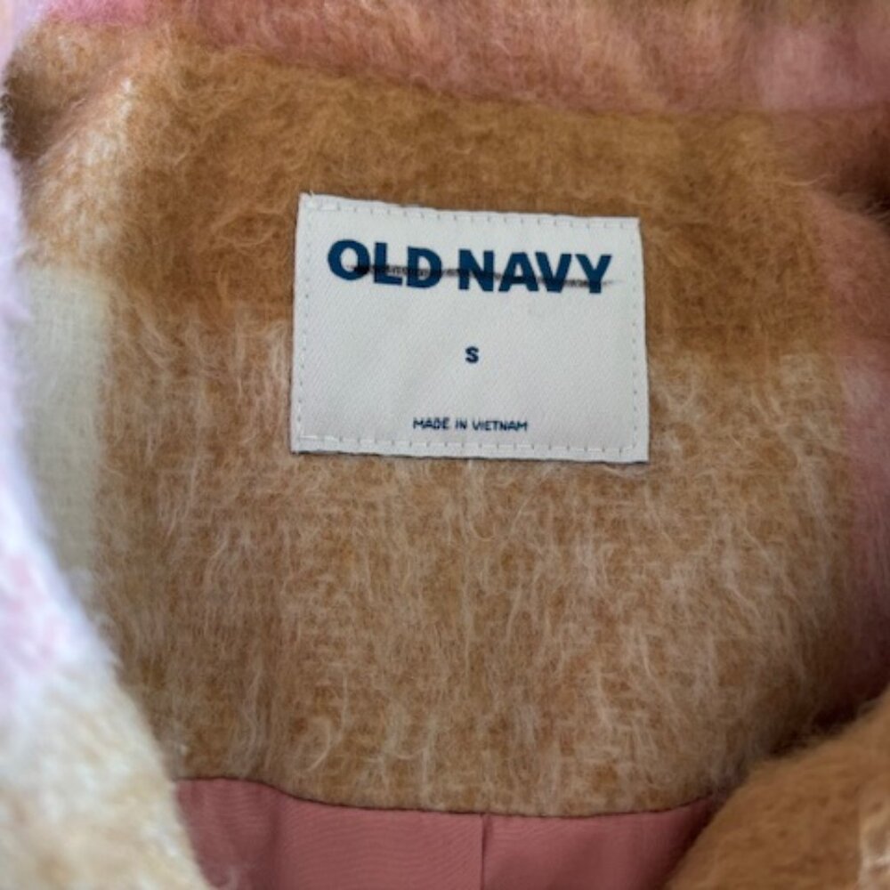 Old Navy NWOT Pink Plaid Wool Blend Heavy Oversized Shacket S - Picture 4 of 7
